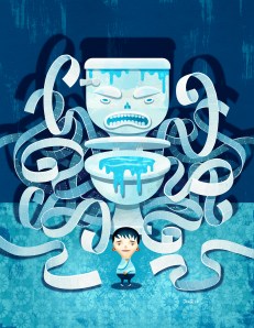 Dùng xong không dội nước, vứt giấy vệ sinh tràn lan xuống nền nhà